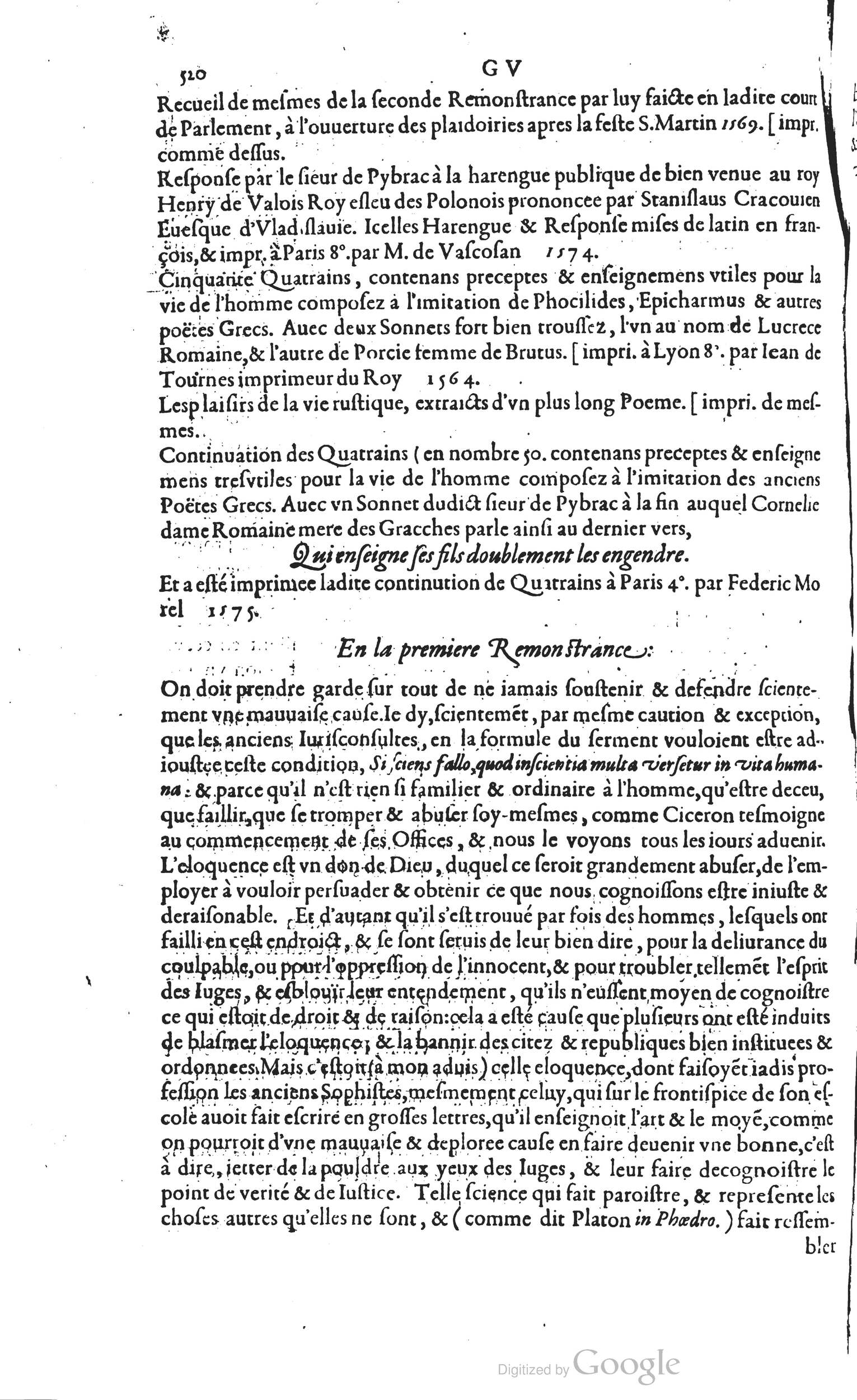 1585 - Barthélemy Honorat - Bibliothèques françaises - BSB Munich