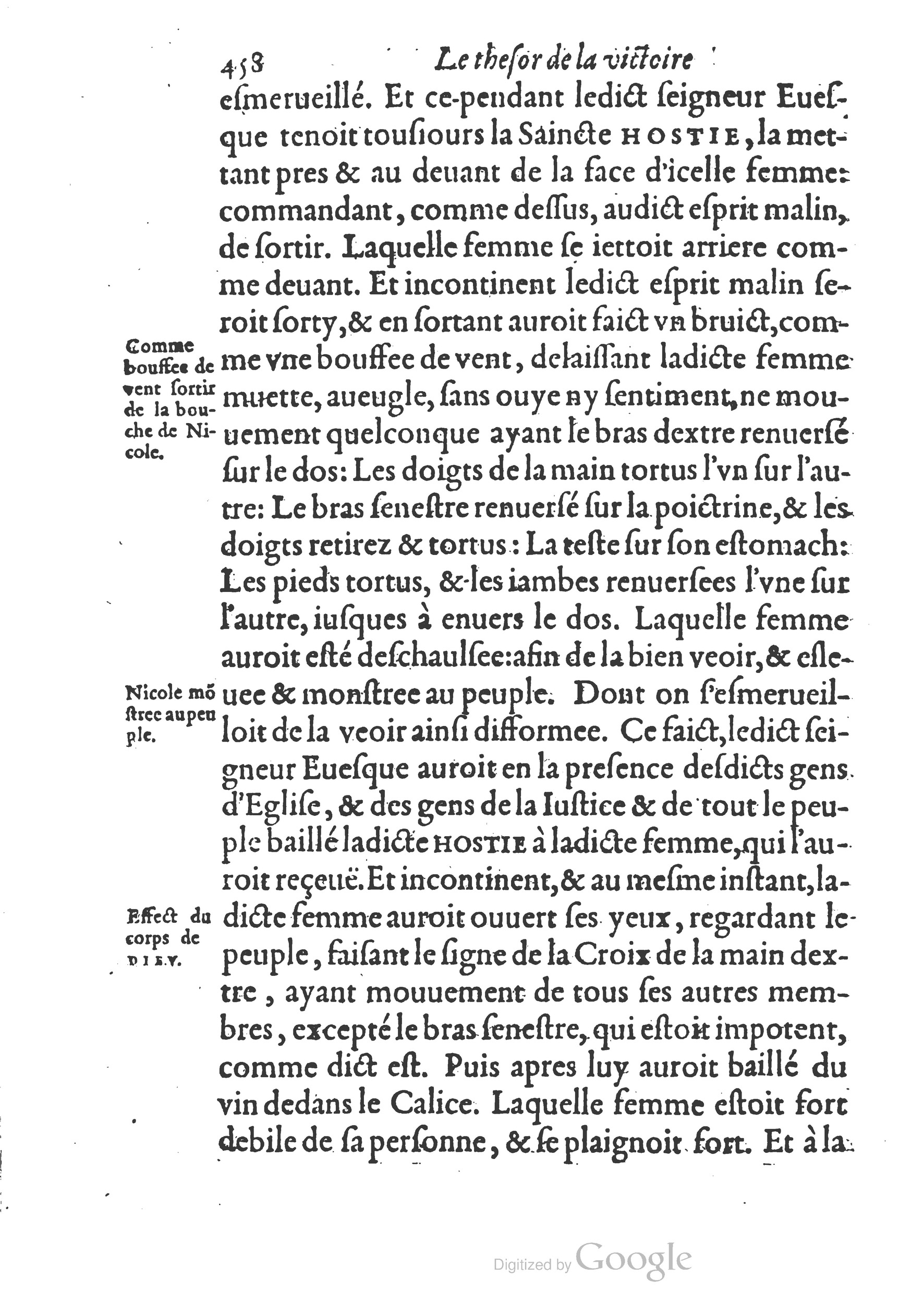 1578 - Nicolas Chesneau - Trésor et entière histoire de la triomphante victoire du corps de Dieu sur l’esprit malin - British Library