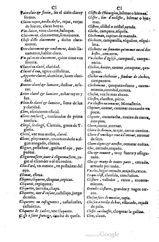 1621 - Adrian Tiffaine - Trésor des deux langues espagnole et française - BM Lyon