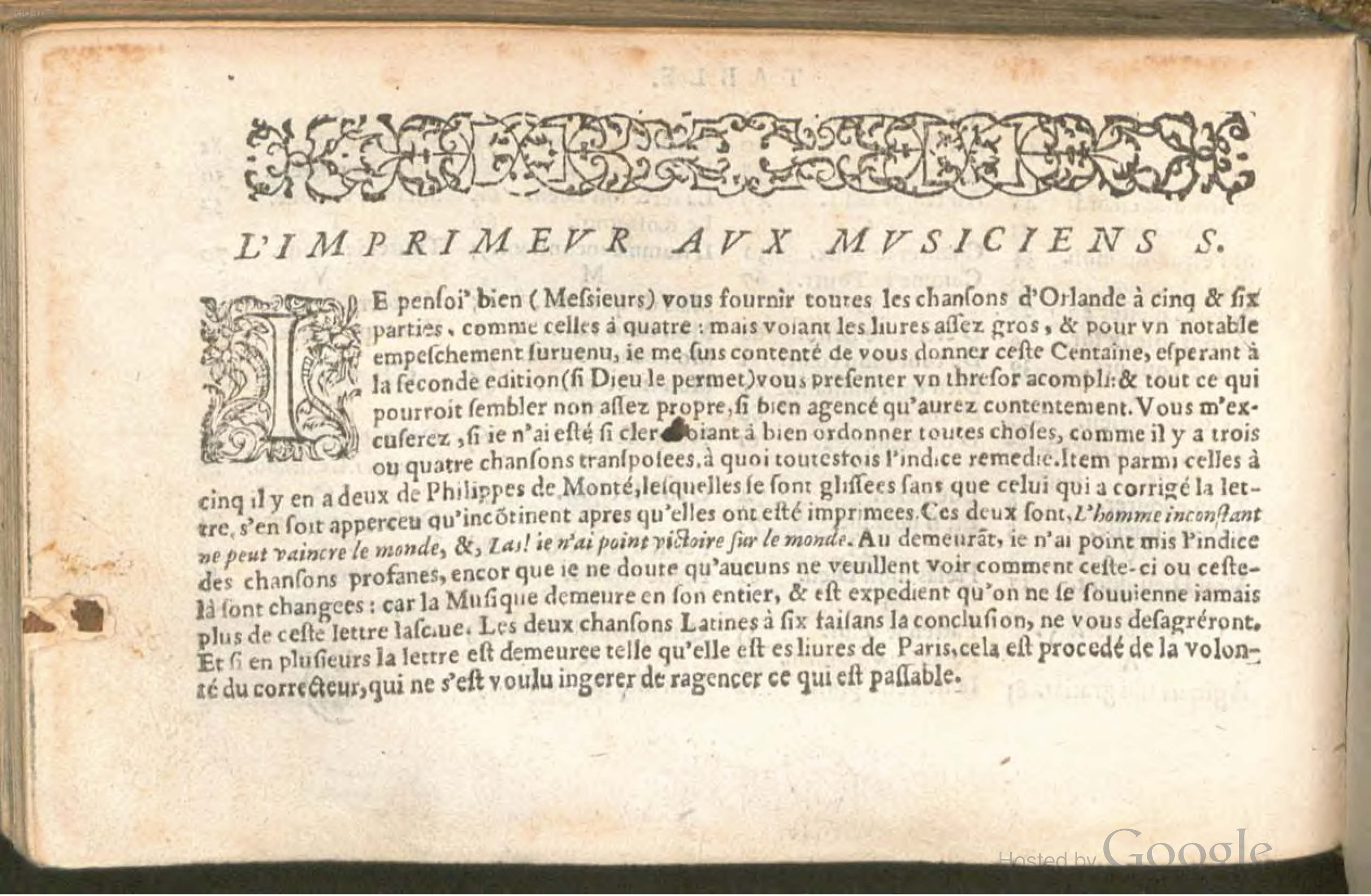 1576 - [Pierre de Saint-André] - Trésor de musique d’Orlande de Lassus Superius - BSB Munich