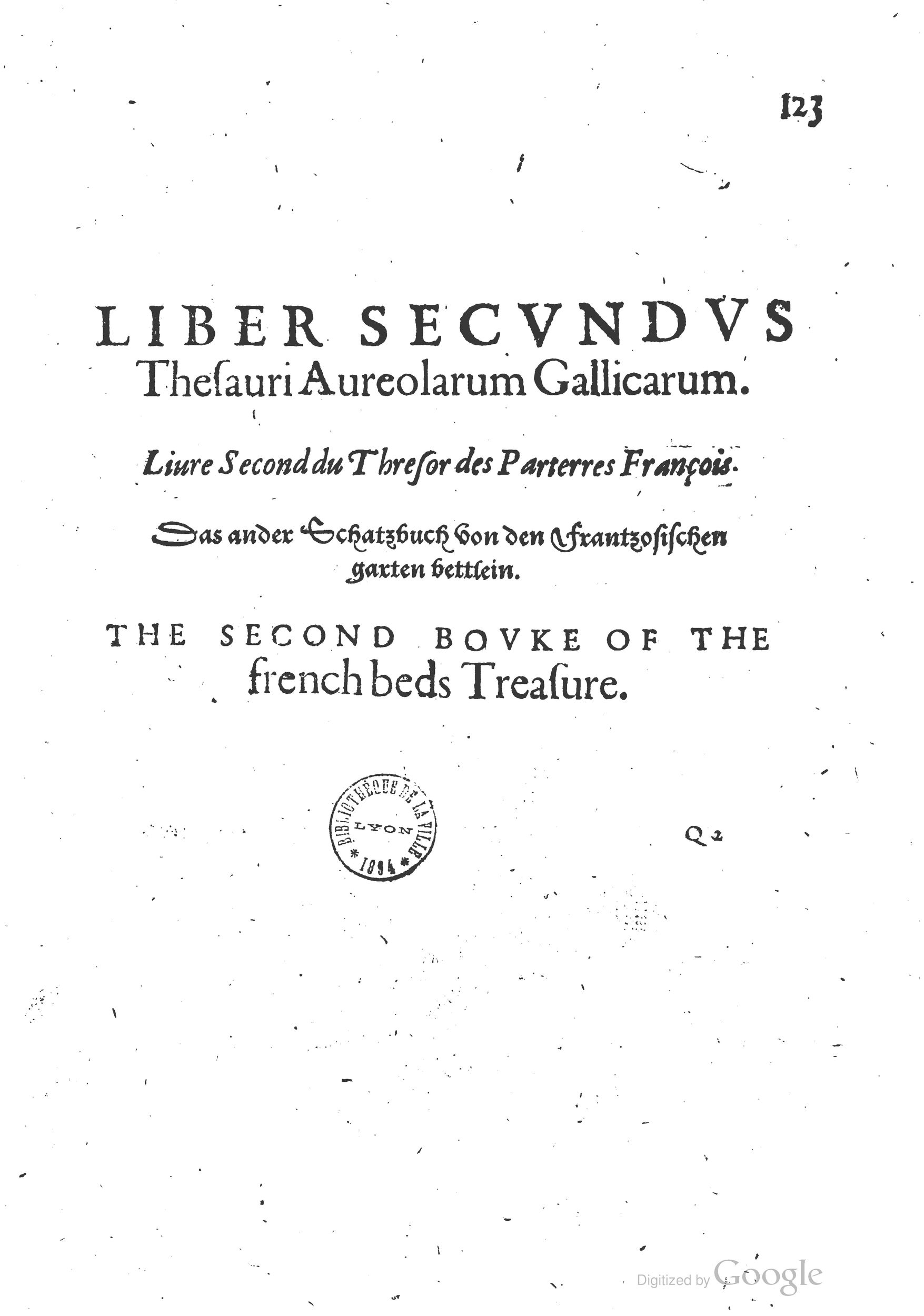 1629 - Étienne Gamonet - Trésor des parterres de l’univers - BM Lyon 1629 - Étienne Gamonet - Trésor des parterres de l’univers - BM Lyon