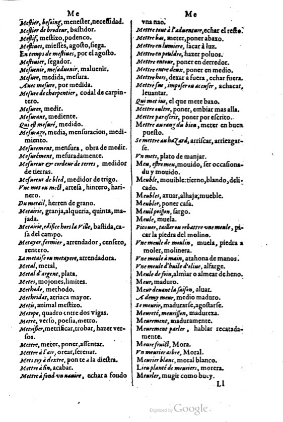 1621 - Adrian Tiffaine - Trésor des deux langues espagnole et française - BM Lyon