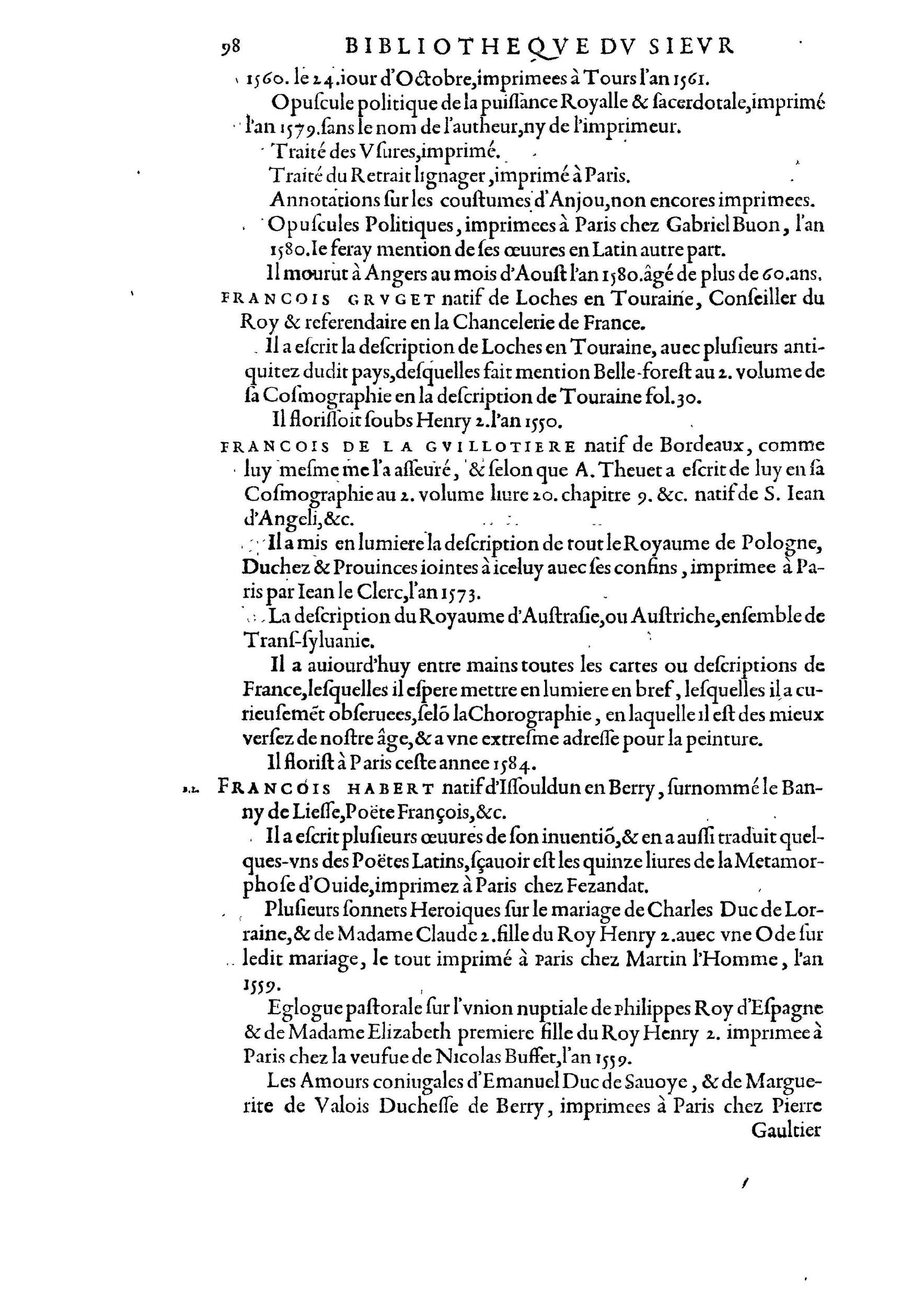 1584 - Abel L&#039;Angelier - Bibliothèques françaises - BnF