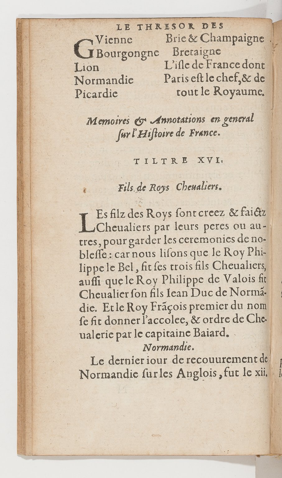 1583 - Galiot Corrozet - Trésor des histoires de France - BnF