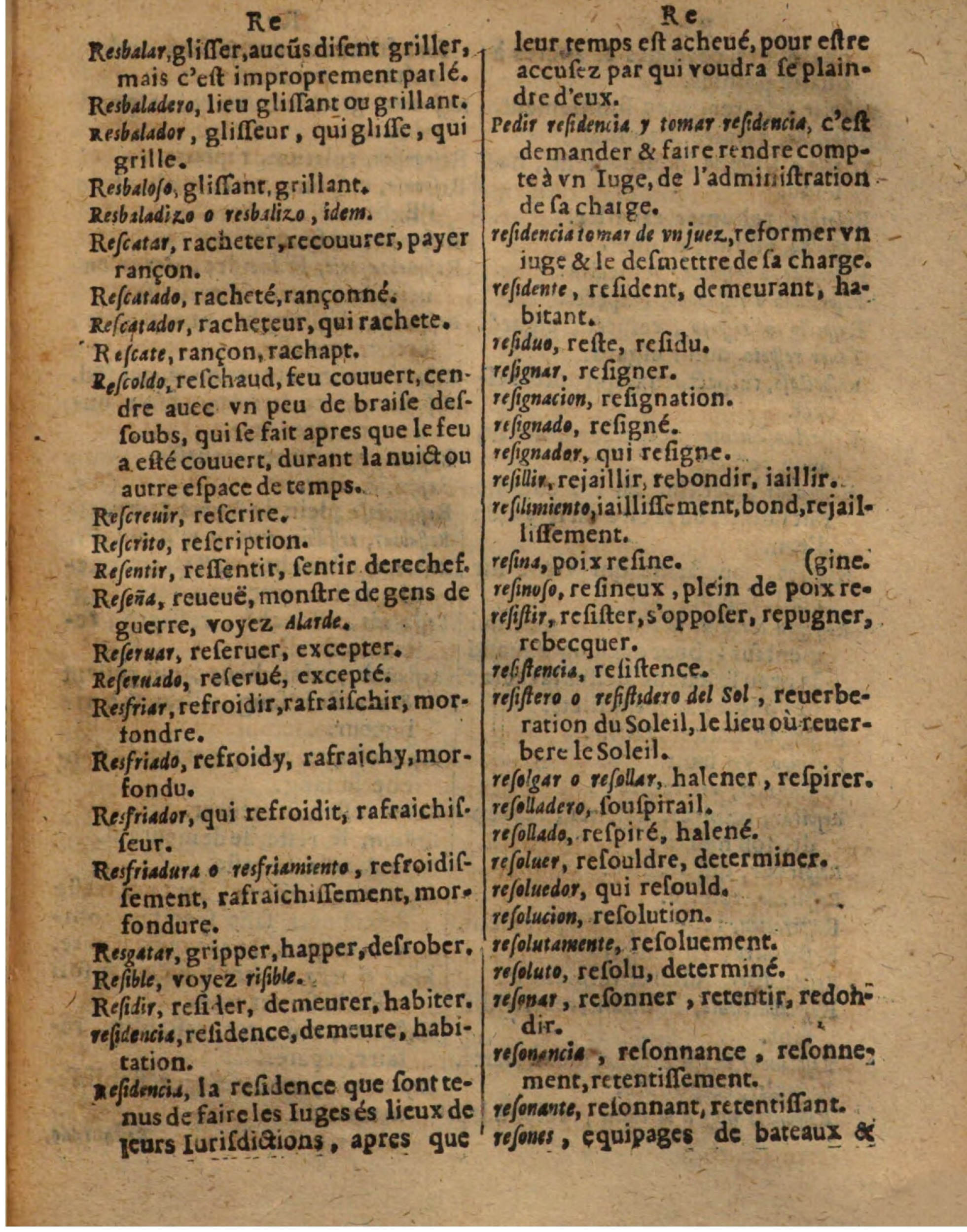 1625 - Hubert Antoine - Trésor des deux langues espagnole et française - Augsbourg