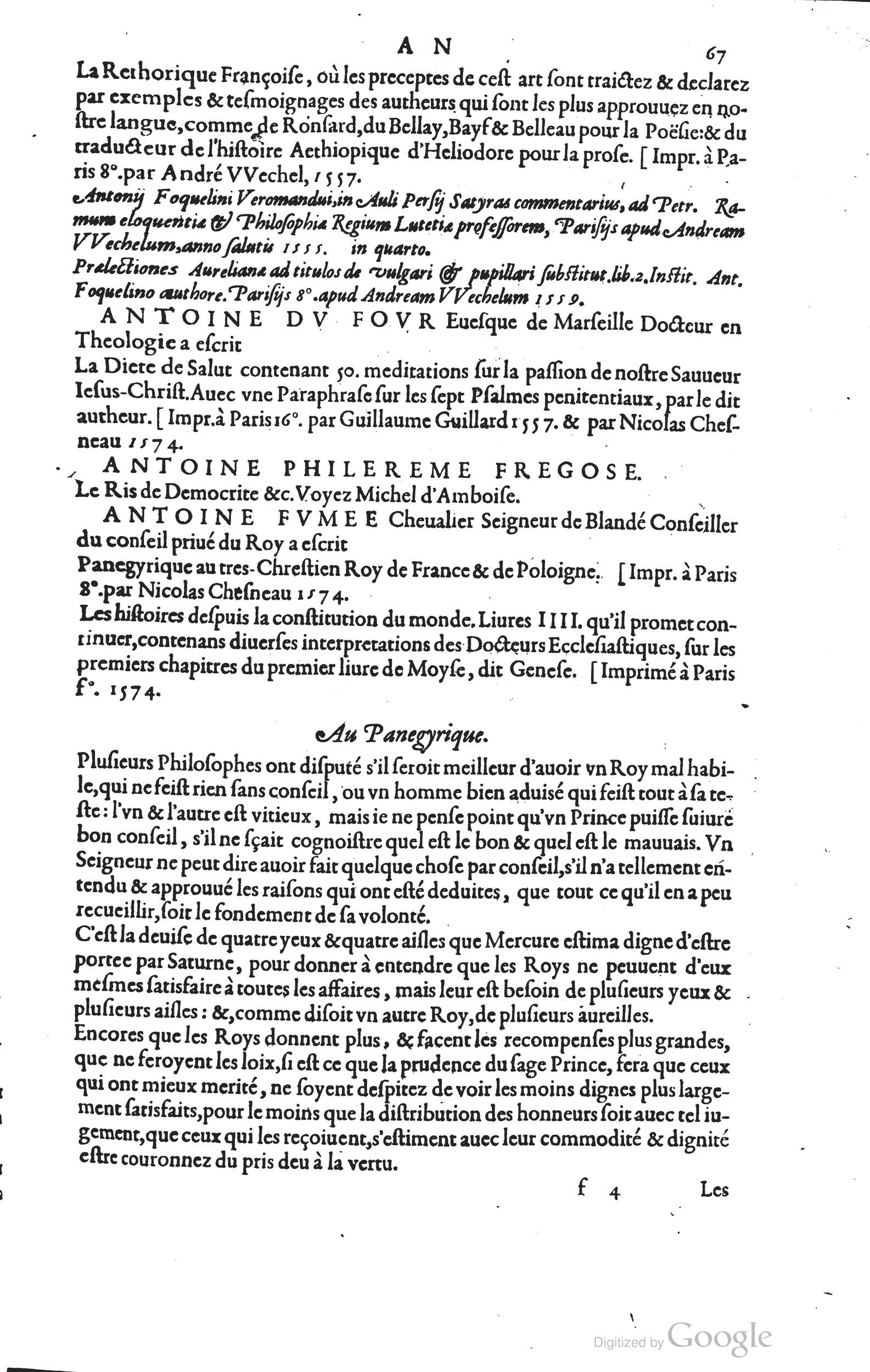 1585 - Barthélemy Honorat - Bibliothèques françaises - BSB Munich