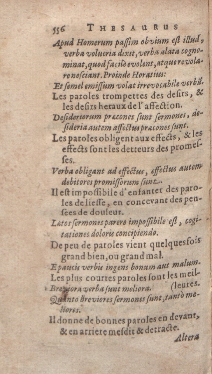 1612 - Dominicus Custos - Trésor des proverbes français  - Bibliopol-Olomuc