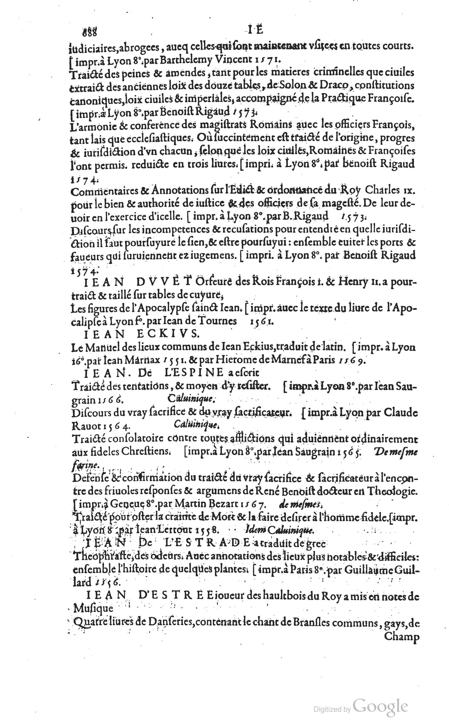 1585 - Barthélemy Honorat - Bibliothèques françaises - BSB Munich