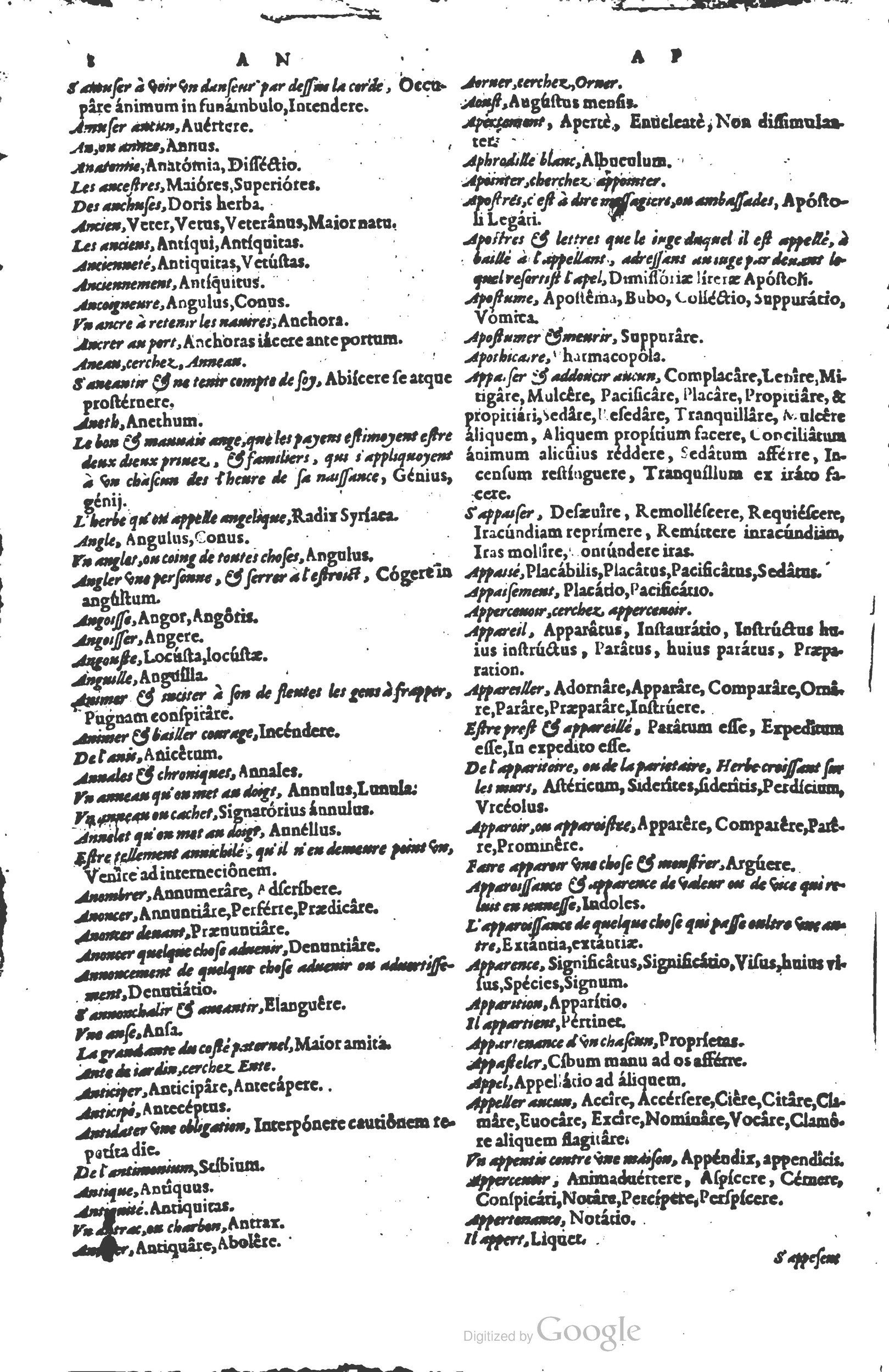 1578 - Louis Cloquemin - Trésor des mots et traits français - BSB Munich