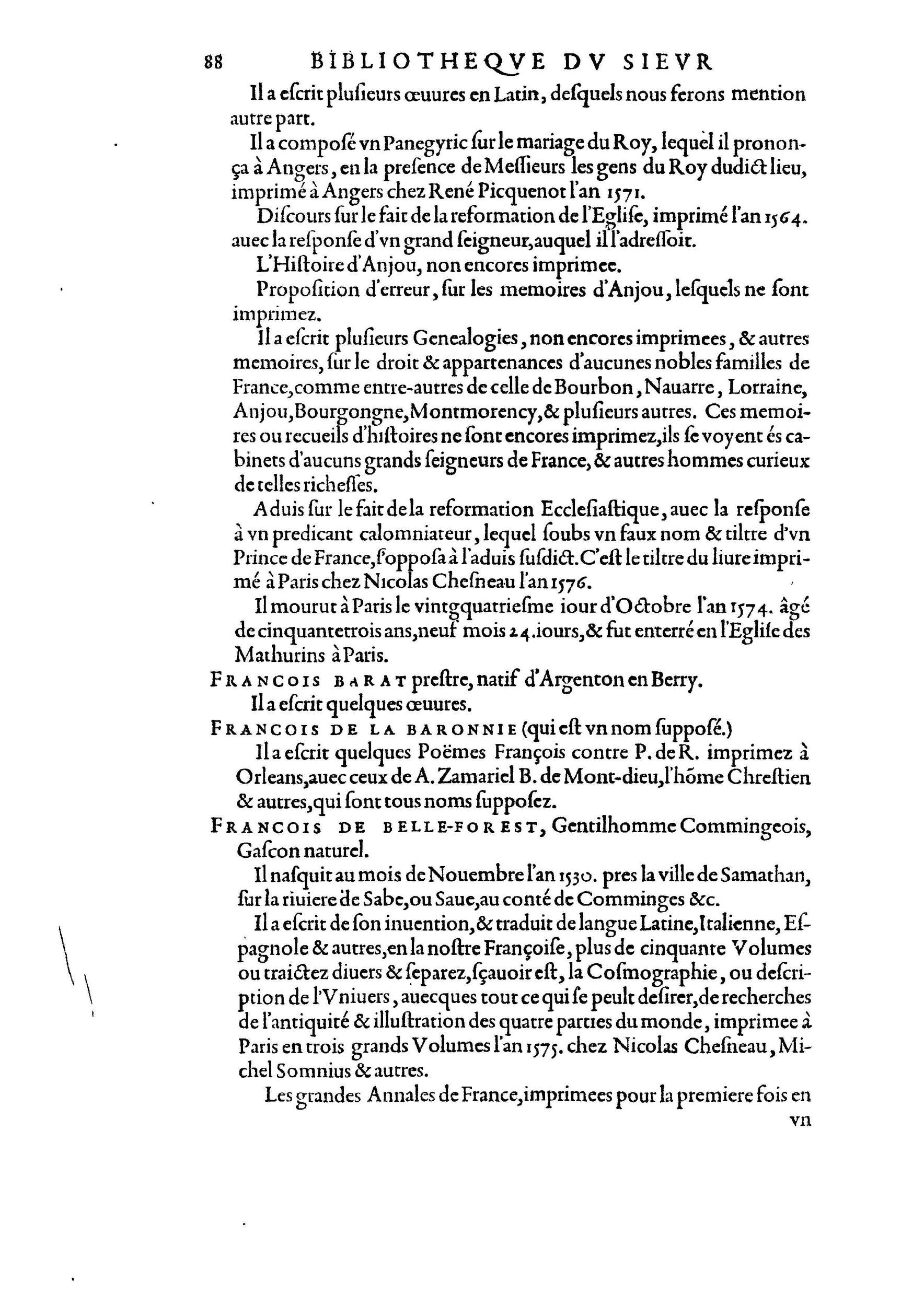 1584 - Abel L&#039;Angelier - Bibliothèques françaises - BnF
