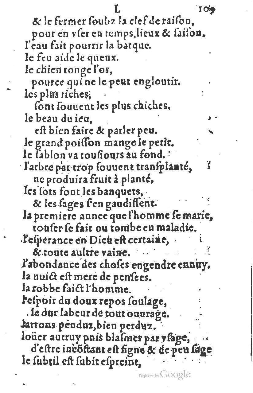 1581 - Nicolas Bonfons - Trésor des sentences dorées - Princeton 1581 - Nicolas Bonfons - Trésor des sentences dorées - Princeton