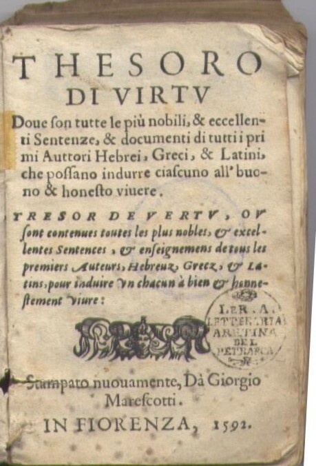 1592  - Giorgio Marescotti - Trésor de vertu - Arezzo