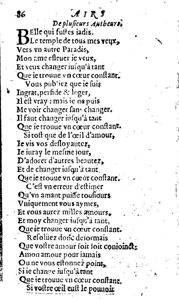 1606 - Théodore Reinsart - Trésor des chansons amoureuses recueillies des plus excellents airs de cour - Livre I - NK ČR Prague