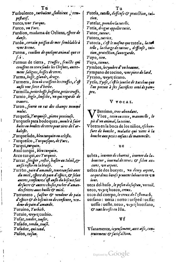 1621 - Adrian Tiffaine - Trésor des deux langues espagnole et française - BM Lyon