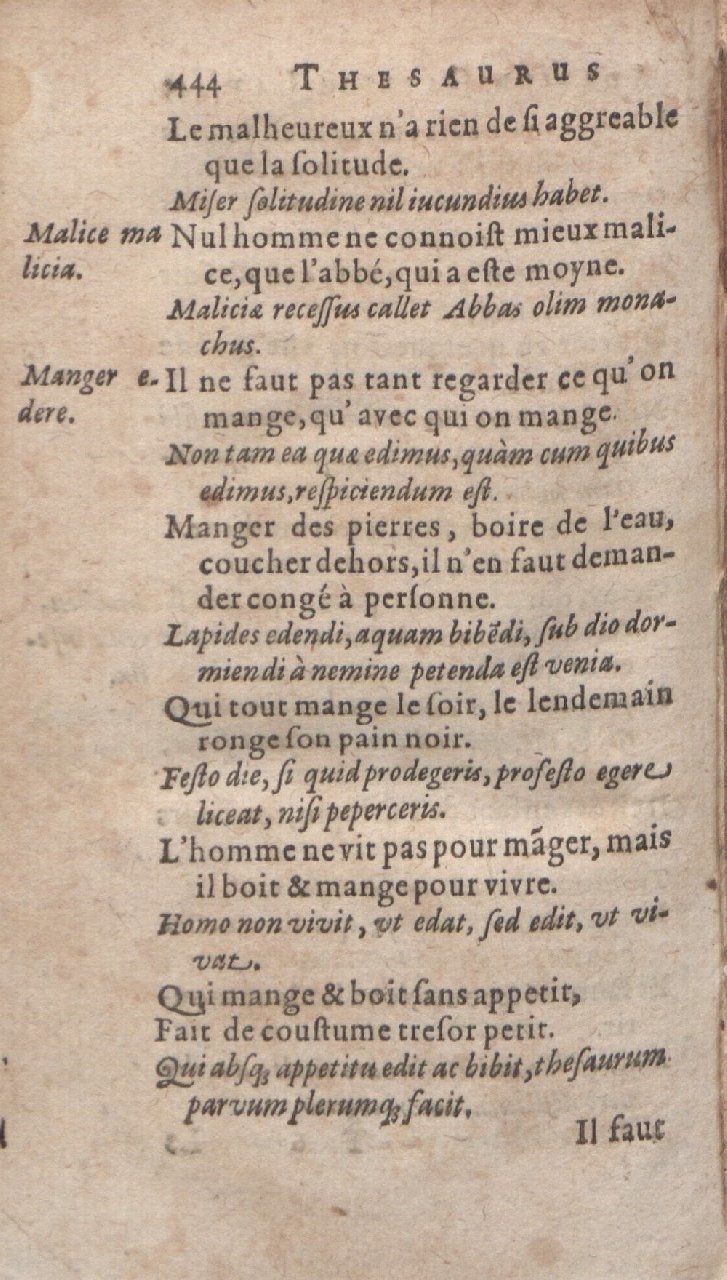 1612 - Dominicus Custos - Trésor des proverbes français  - Bibliopol-Olomuc