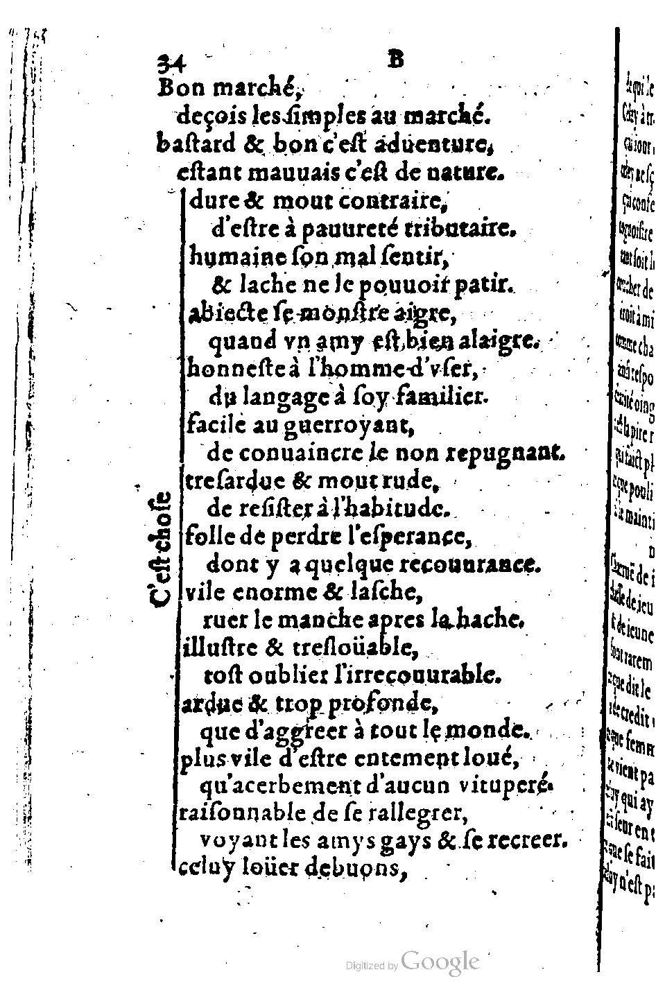 1582 - Nicolas Bonfons - Trésor des sentences dorées - BM Lyon