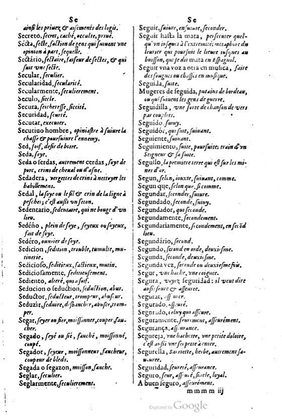 1621 - Adrian Tiffaine - Trésor des deux langues espagnole et française - BM Lyon