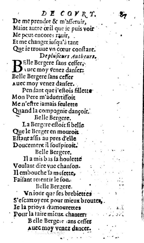 1606 - Théodore Reinsart - Trésor des chansons amoureuses recueillies des plus excellents airs de cour - Livre I - NK ČR Prague