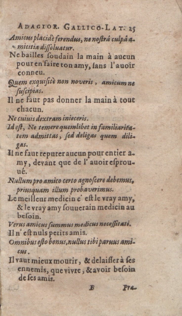 1612 - Dominicus Custos - Trésor des proverbes français  - Bibliopol-Olomuc