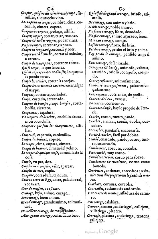 1621 - Adrian Tiffaine - Trésor des deux langues espagnole et française - BM Lyon