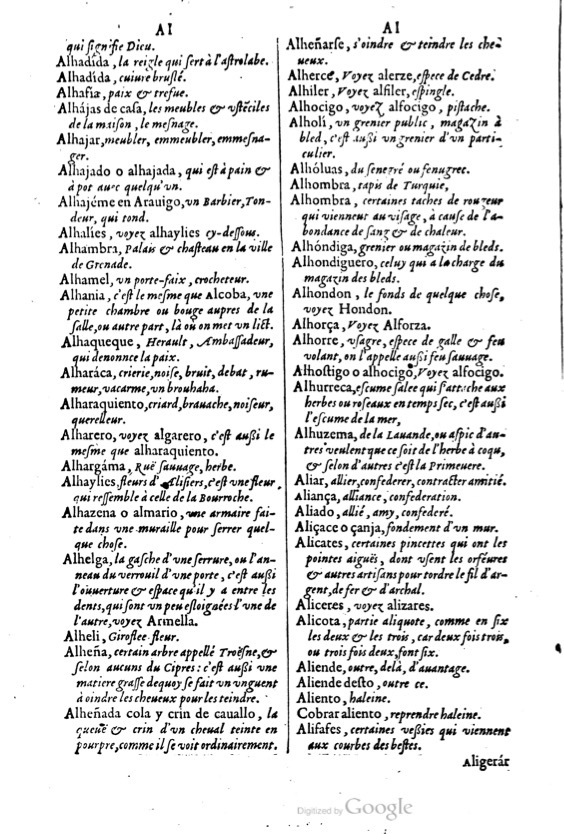 1621 - Adrian Tiffaine - Trésor des deux langues espagnole et française - BM Lyon