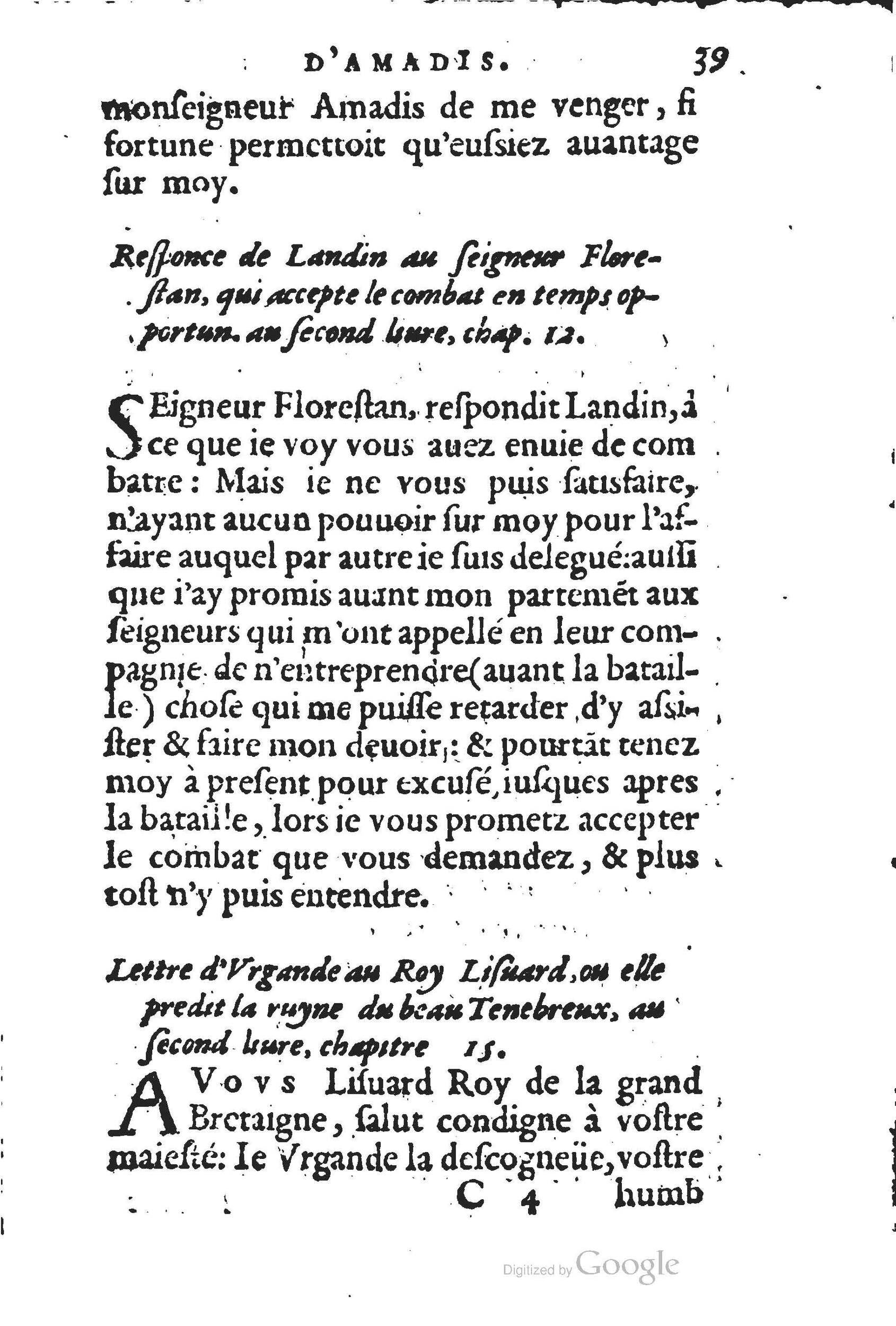 1560 - Jean d’Ogerolles et Gabriel Cotier Lyon - Trésor des Amadis - BSB Munich