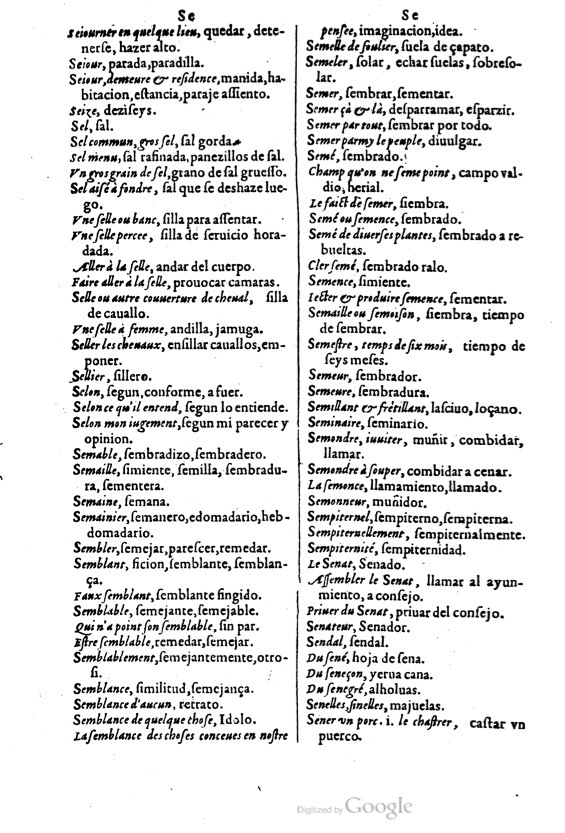 1621 - Adrian Tiffaine - Trésor des deux langues espagnole et française - BM Lyon