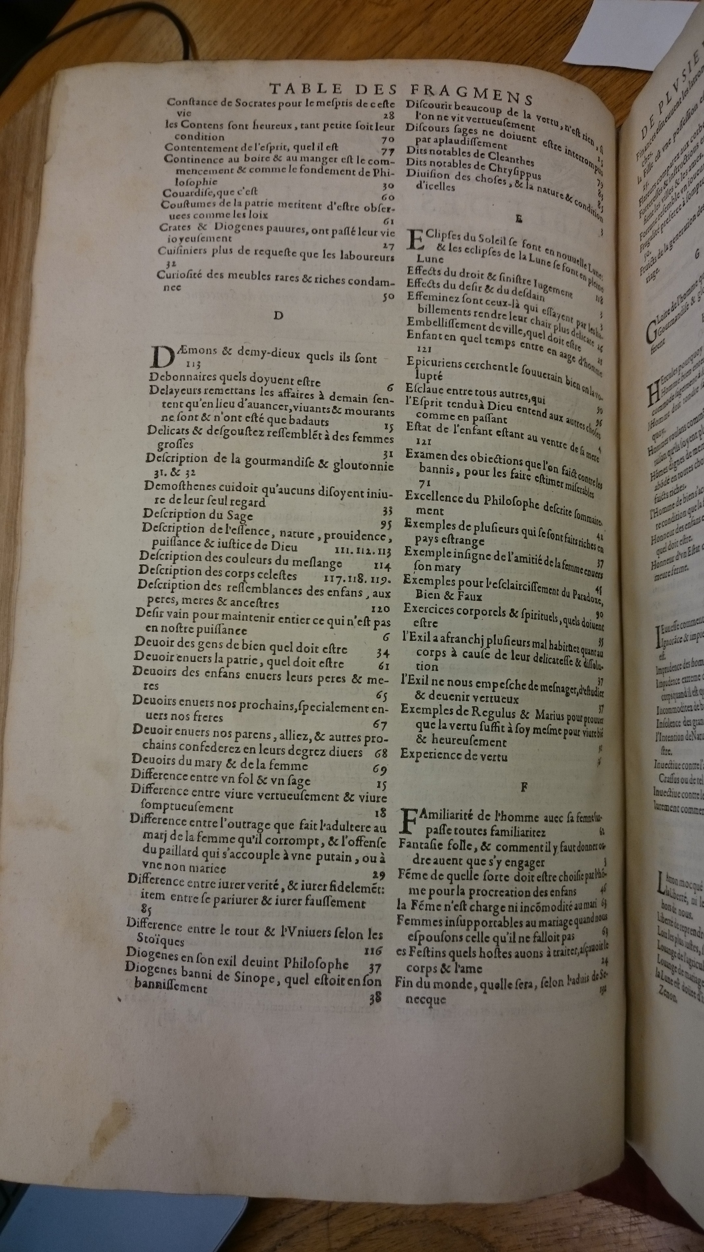 1598 - Jean Houzé - Œuvres morales et mêlées de Sénèque, Trésor de philosophie morale - BM Lyon