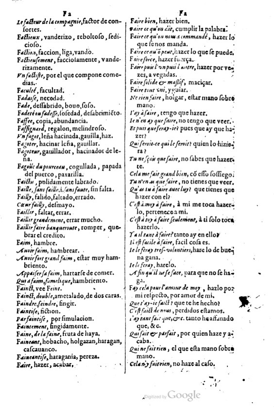 1621 - Adrian Tiffaine - Trésor des deux langues espagnole et française - BM Lyon