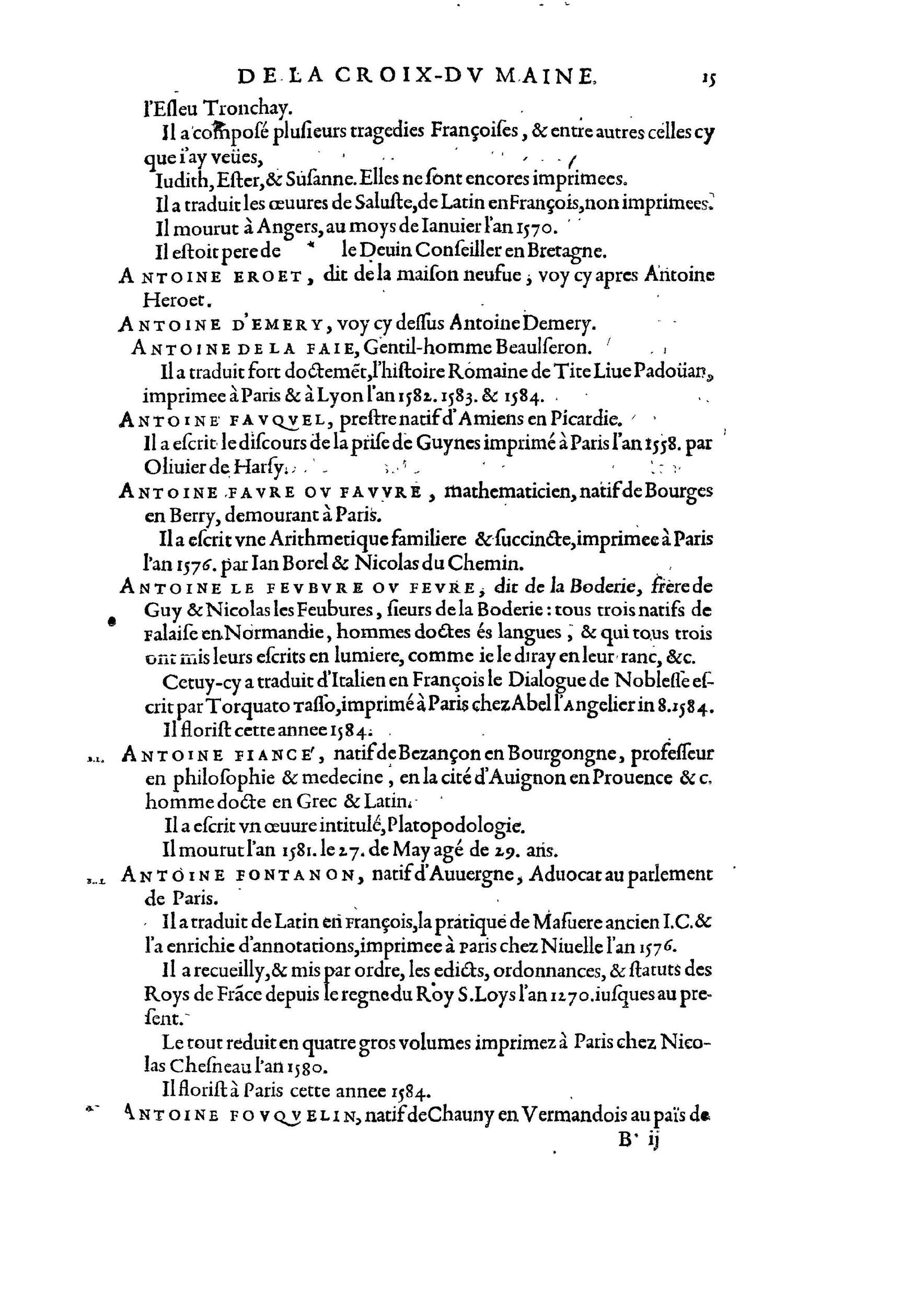 1584 - Abel L&#039;Angelier - Bibliothèques françaises - BnF