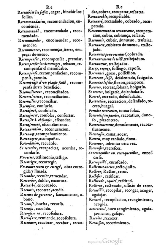 1621 - Adrian Tiffaine - Trésor des deux langues espagnole et française - BM Lyon
