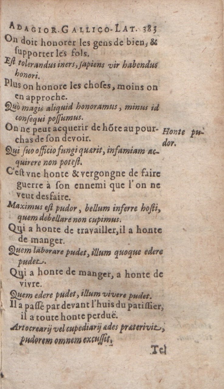 1612 - Dominicus Custos - Trésor des proverbes français  - Bibliopol-Olomuc
