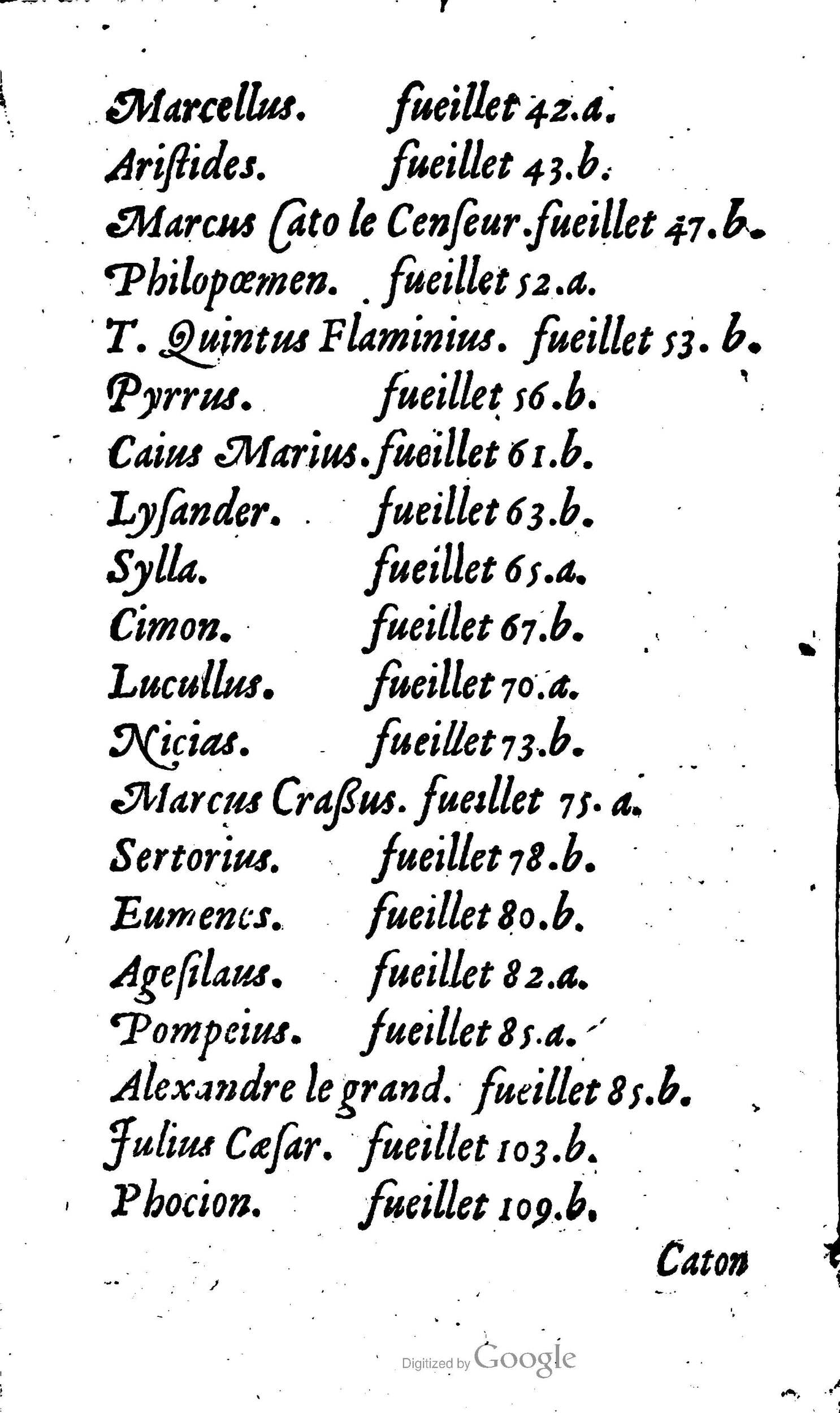 1568 - Willem Silvius - Trésor des vies de Plutarque - Anvers Plantin-Moretus