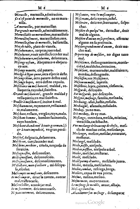 1616 - Veuve Marc Orry - Trésor des deux langues espagnole et française (Première et Seconde parties) - BM Lyon