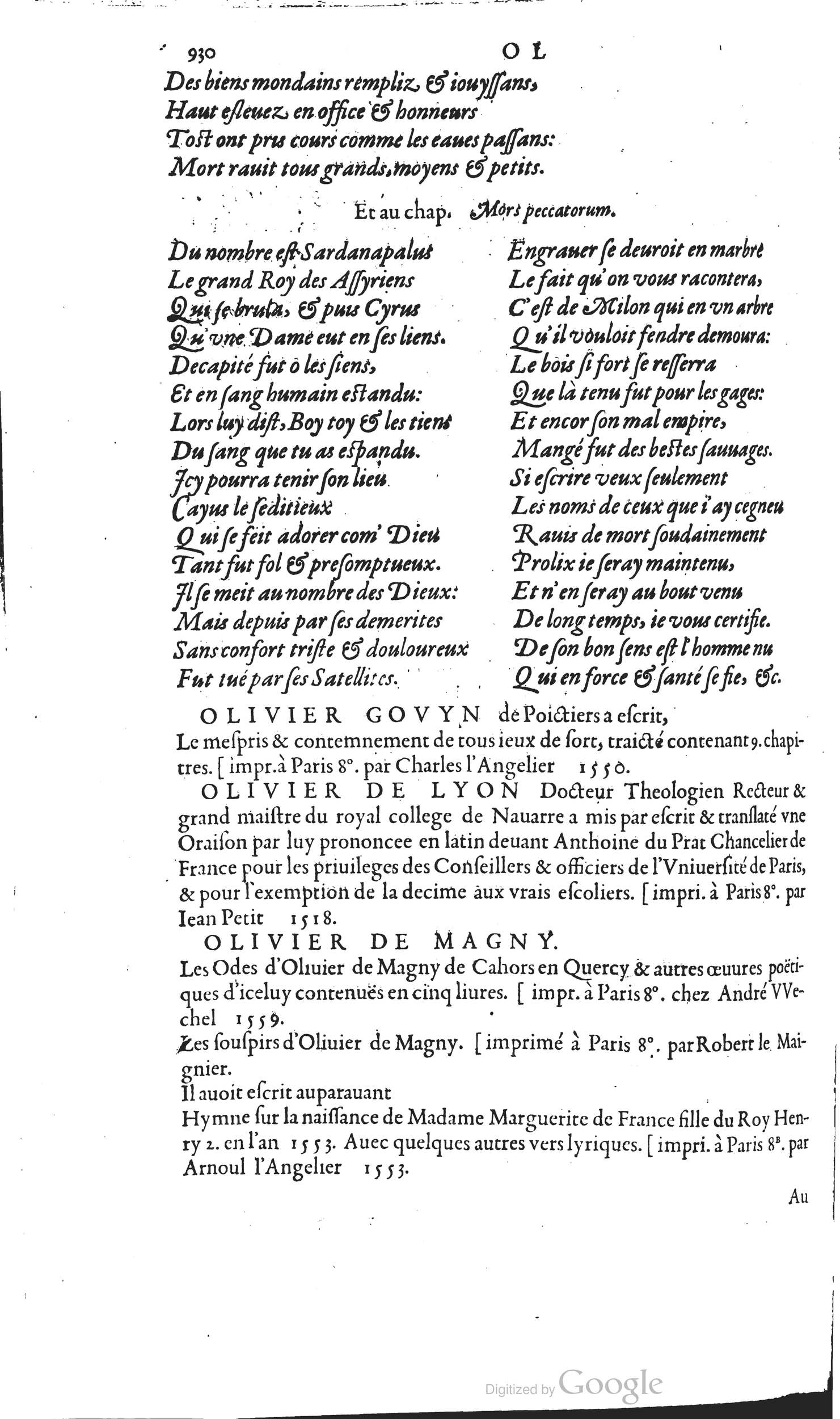 1585 - Barthélemy Honorat - Bibliothèques françaises - BSB Munich