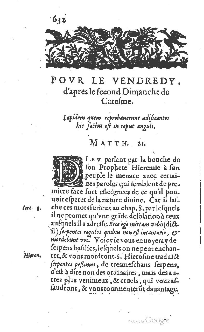 1607 - Nicolas Du Fossé - Trésor quadragésimal - T 01 - BM Lyon
