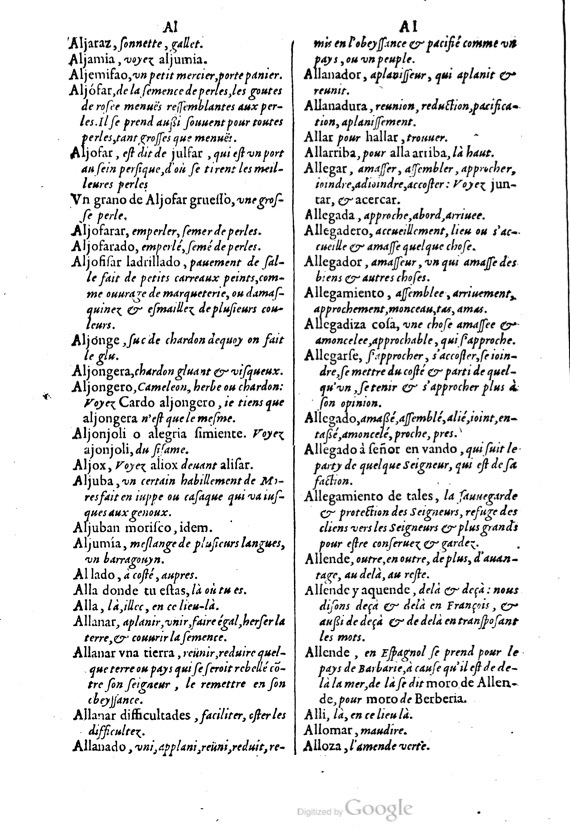 1621 - Adrian Tiffaine - Trésor des deux langues espagnole et française - BM Lyon