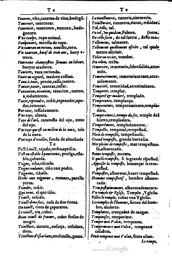 1616 - Veuve Marc Orry - Trésor des deux langues espagnole et française (Première et Seconde parties) - BM Lyon
