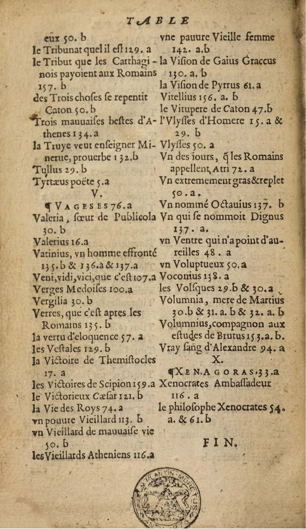 1567 - Willem Silvius - Trésor des vies de Plutarque - Anvers Musée Plantin-Moretus