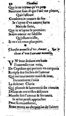 1623 - Jacques Cailloüé - Trésor ou recueil des chansons amoureuses - British Library