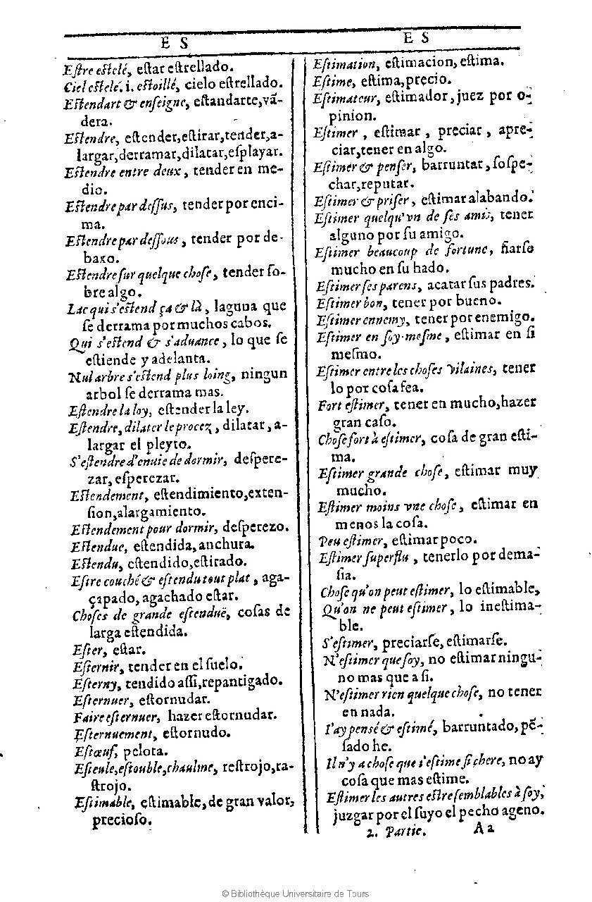 1607 - Marc Orry - Trésor des deux langues espagnole et française (Première et Seconde parties) - BU Tours
