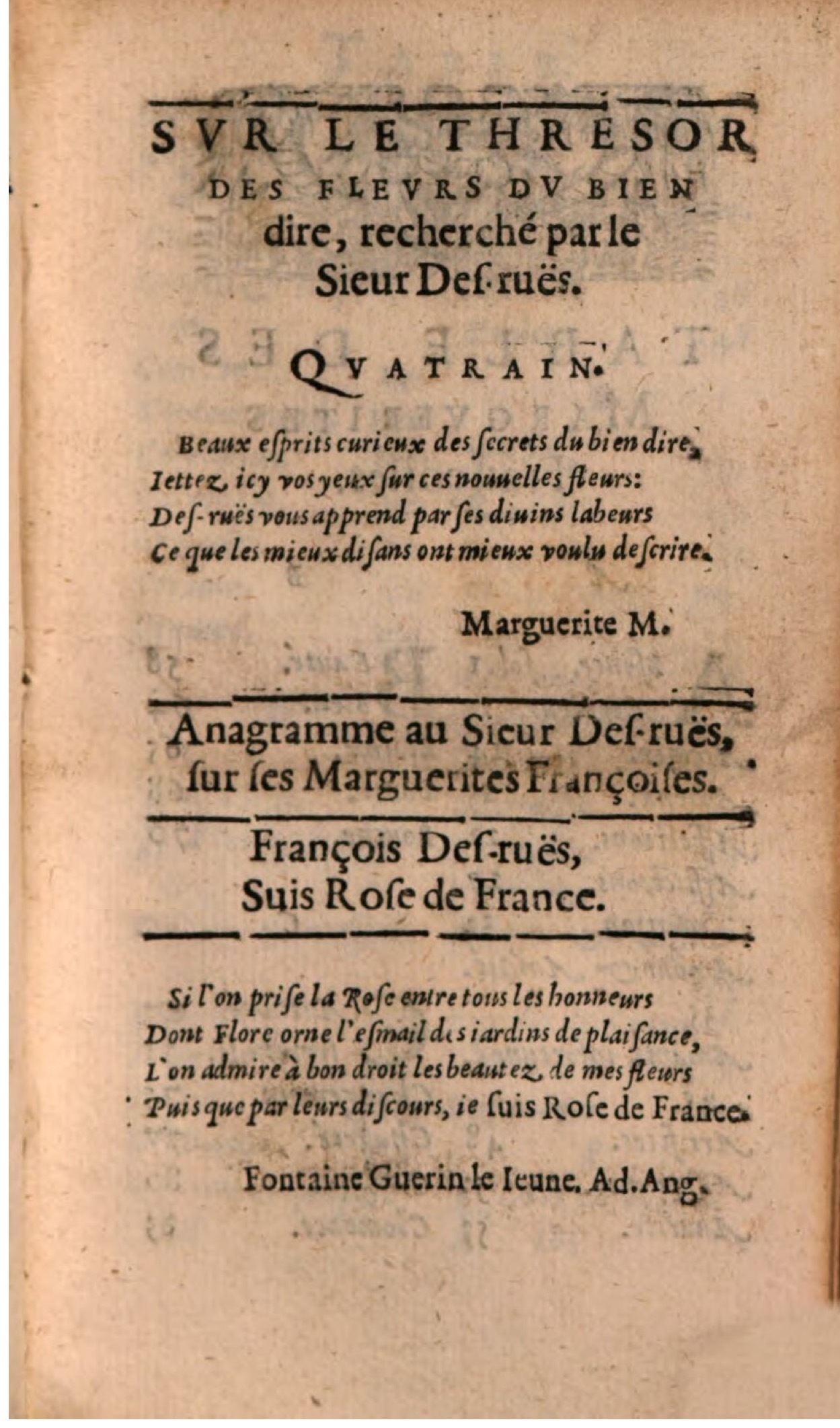 1608 - Théodore Reinsart - Les Marguerites françaises ou Trésor des Fleurs du bien-dire - BSB Munich