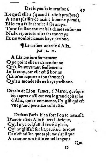 1556c. - Étienne Denise - Trésor des joyeuses inventions du parangon de poésies - ÖNB Vienne