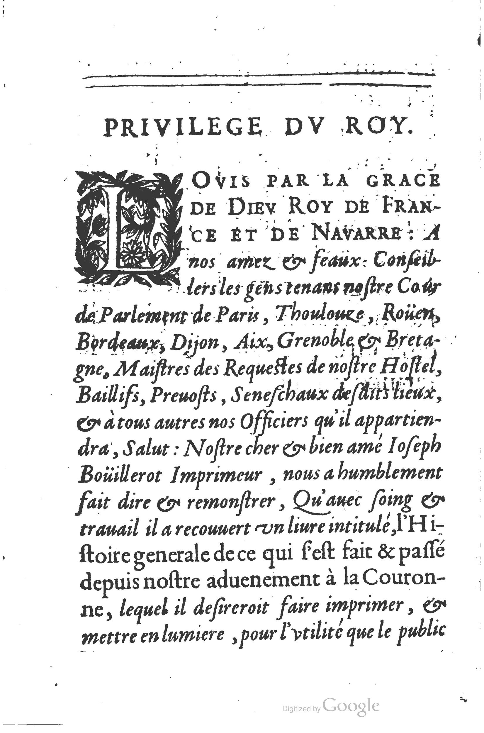 1626 - Joseph Bouillerot - Trésor de l’histoire générale de notre temps - BSB Munich