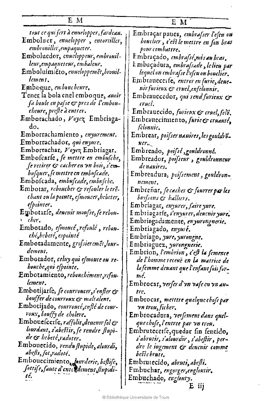 1607 - Marc Orry - Trésor des deux langues espagnole et française (Première et Seconde parties) - BU Tours