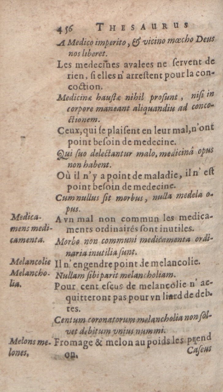 1612 - Dominicus Custos - Trésor des proverbes français  - Bibliopol-Olomuc