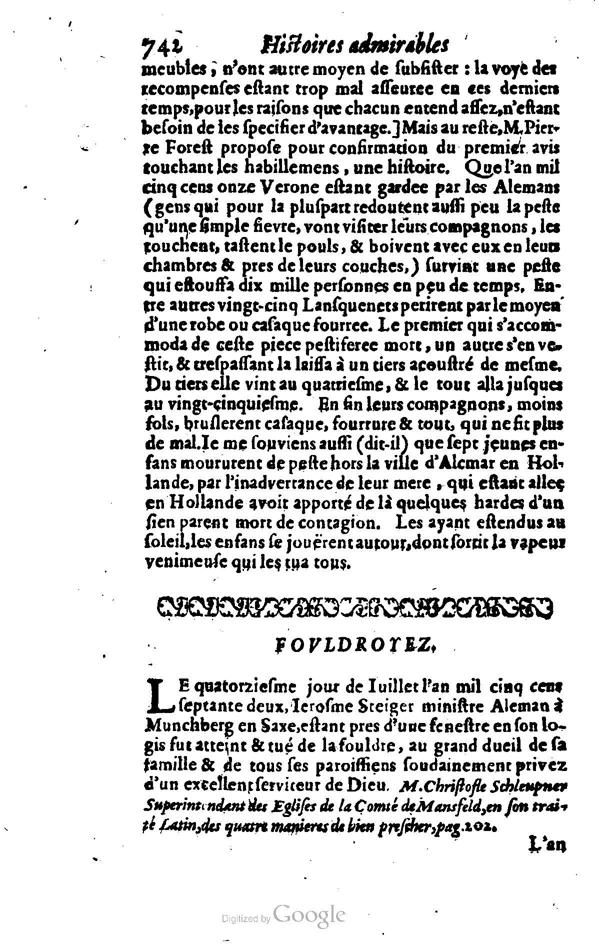 1628 - Jacques Crespin - Trésor d’histoires admirables et mémorables - BSB Munich