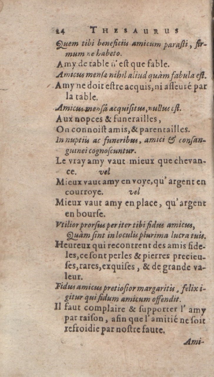1612 - Dominicus Custos - Trésor des proverbes français  - Bibliopol-Olomuc