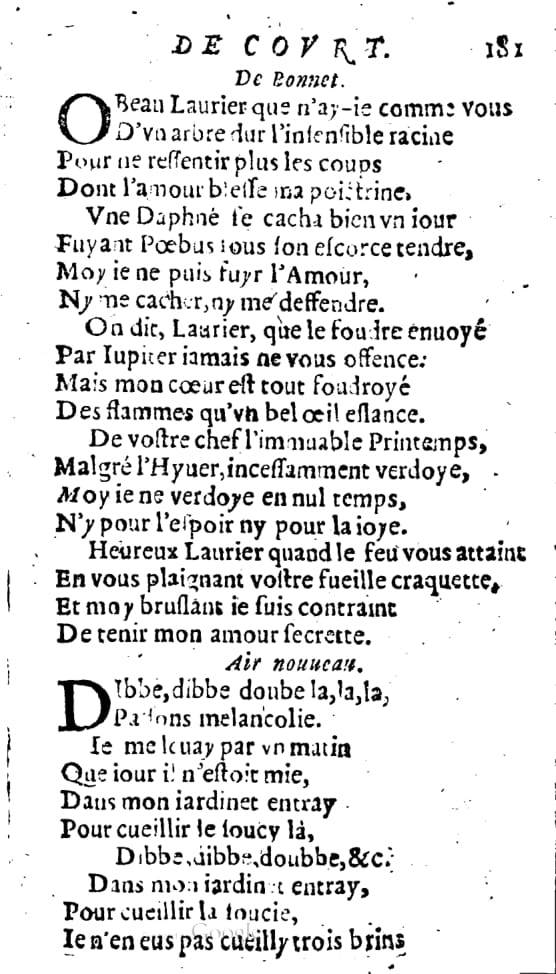 1606 - Théodore Reinsart - Trésor des chansons amoureuses recueillies des plus excellents airs de cour - Livre I - NK ČR Prague