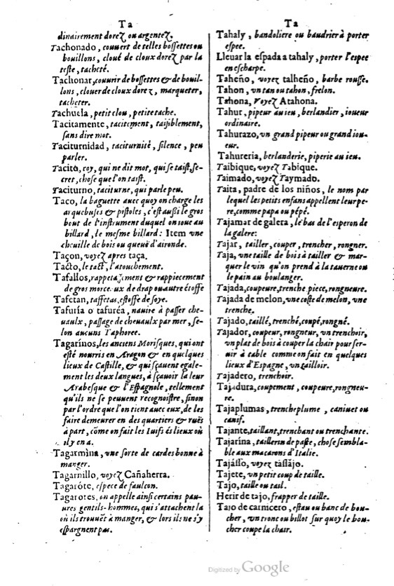 1621 - Adrian Tiffaine - Trésor des deux langues espagnole et française - BM Lyon